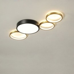 Plafoniera LED da soffitto a 4 anelli nero e oro con lampadina inclusa 68 W 88 x 40 x 6 cm