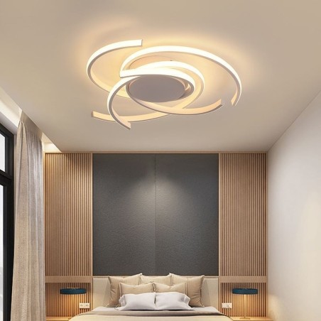Plafoniera a filo LED moderna in acrilico 3 luci 72 W 56 x 56 x 10 cm