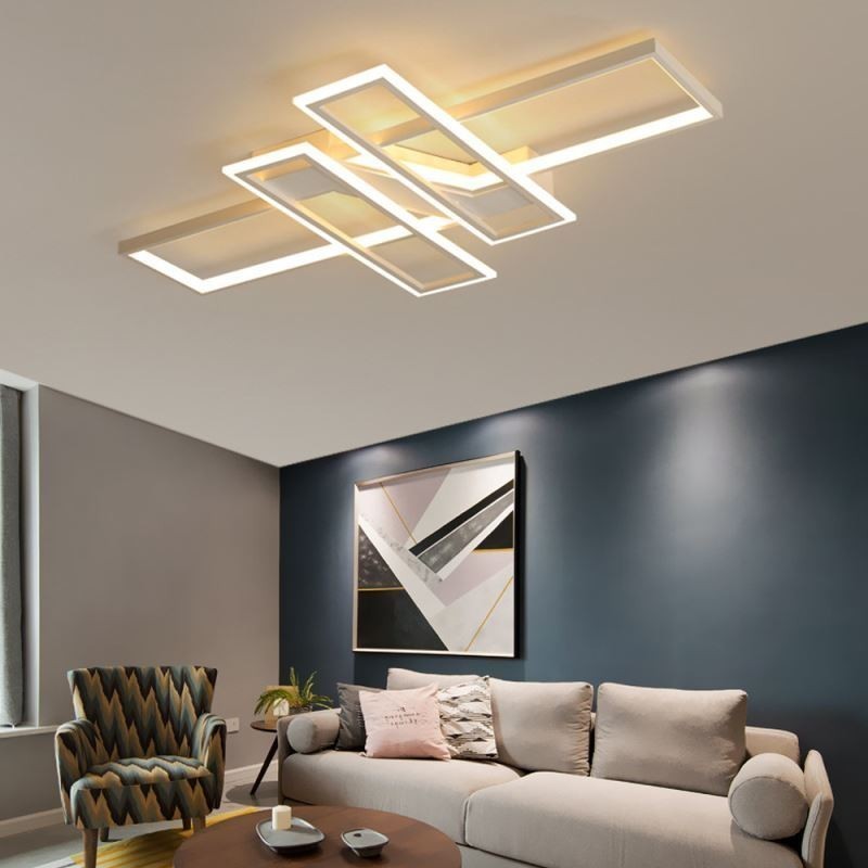 Plafoniera LED moderna geometrica a 4 luci da soffitto a filo