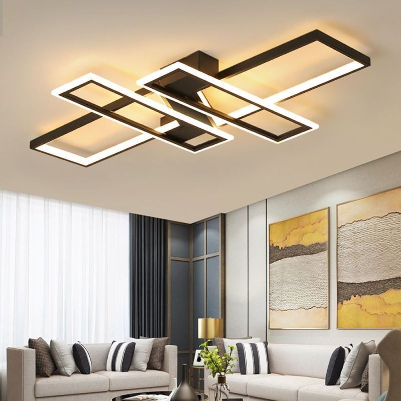 Plafoniera LED moderna geometrica a 4 luci da soffitto a filo