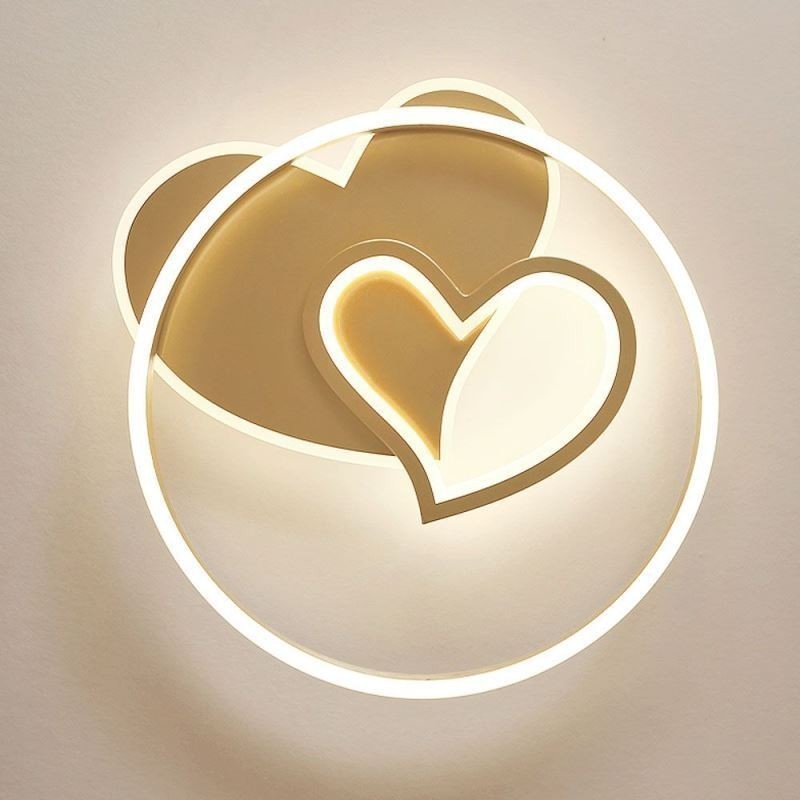 Plafoniera LED a cuore in acrilico a doppio strato, montaggio a filo, 50 x 6 cm, 36 W