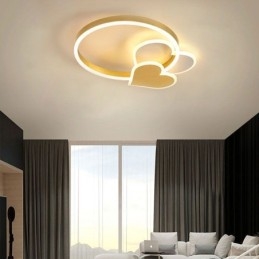 Plafoniera LED a doppio cuore in acrilico oro da montaggio a filo 50 x 6 cm