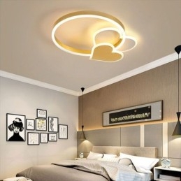 Plafoniera LED a doppio cuore in acrilico oro da montaggio a filo 50 x 6 cm