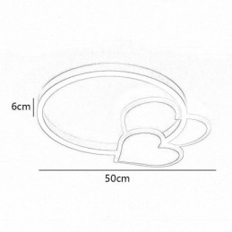 Plafoniera LED a doppio cuore in acrilico oro da montaggio a filo 50 x 6 cm