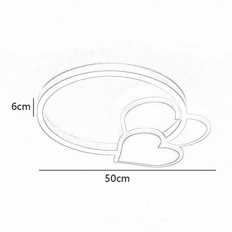 Plafoniera LED a doppio cuore in acrilico oro da montaggio a filo 50 x 6 cm