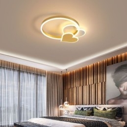 Plafoniera LED a doppio cuore in acrilico oro da montaggio a filo 50 x 6 cm