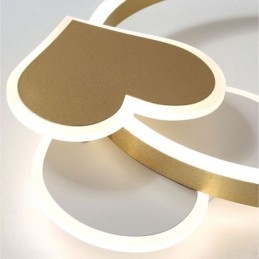 Plafoniera LED a doppio cuore in acrilico oro da montaggio a filo 50 x 6 cm