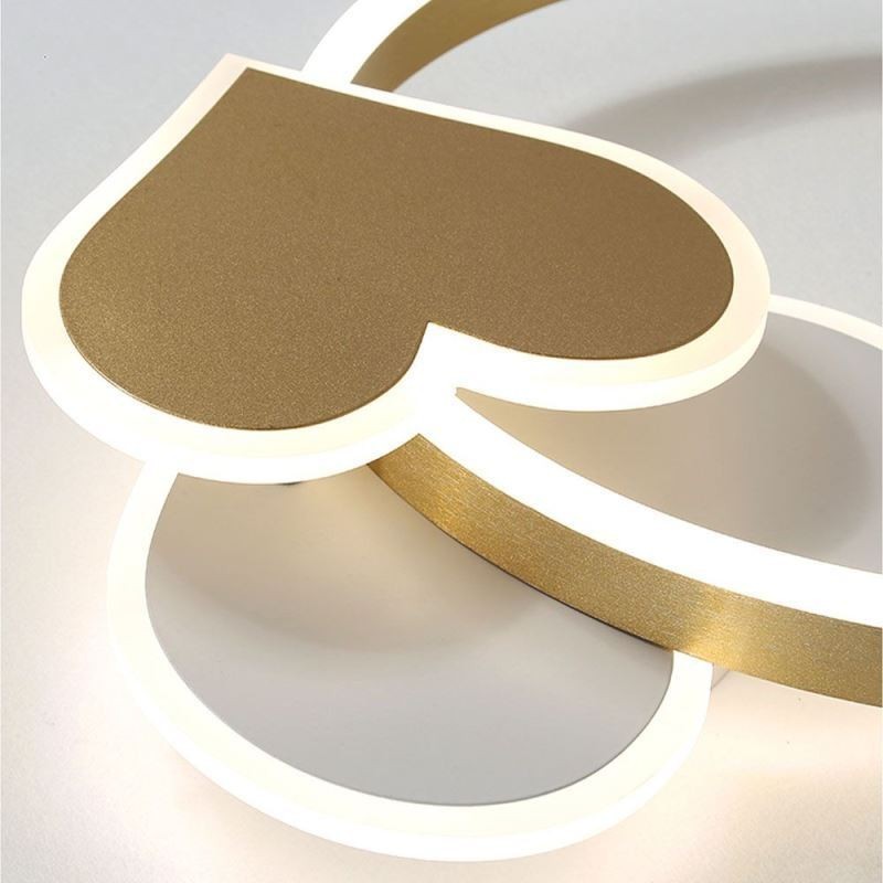 Plafoniera LED a doppio cuore in acrilico oro da montaggio a filo 50 x 6 cm