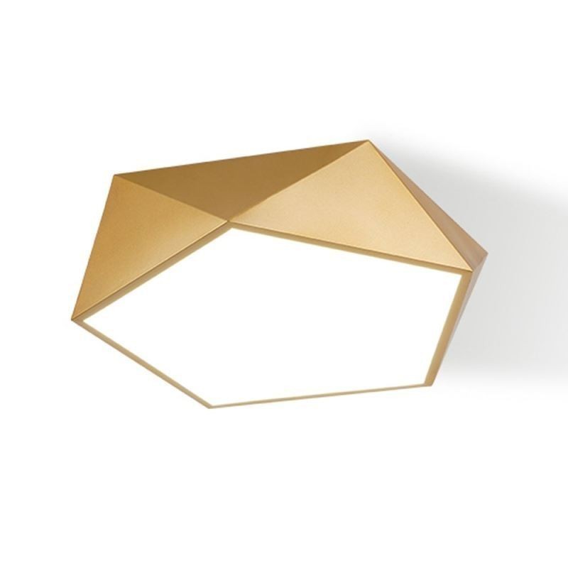 Plafoniera geometrica dorata in acrilico da montaggio a filo