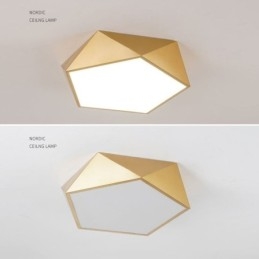 Plafoniera geometrica dorata in acrilico da montaggio a filo