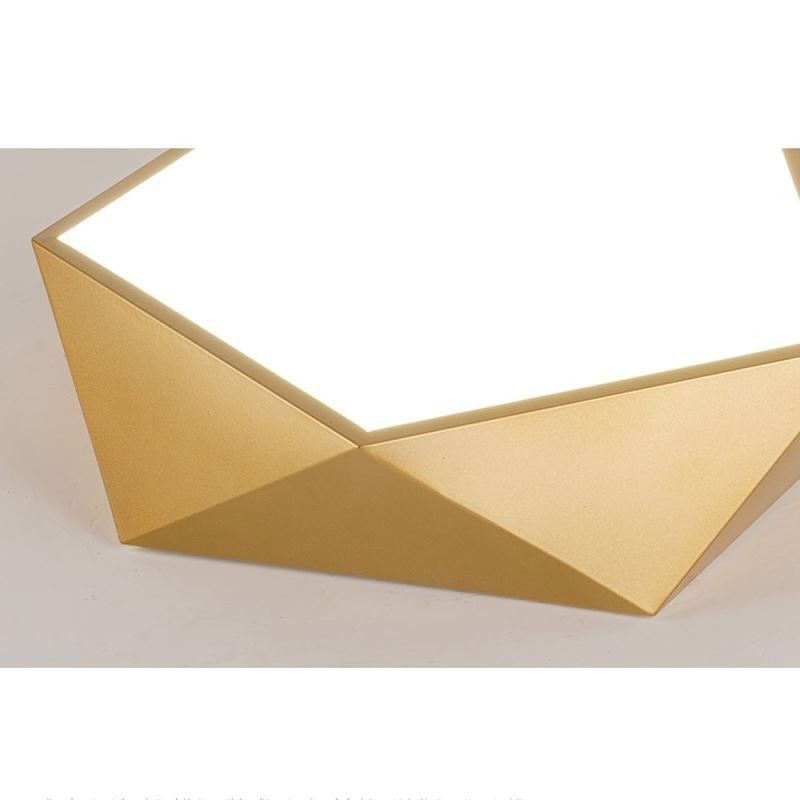 Plafoniera geometrica dorata in acrilico da montaggio a filo