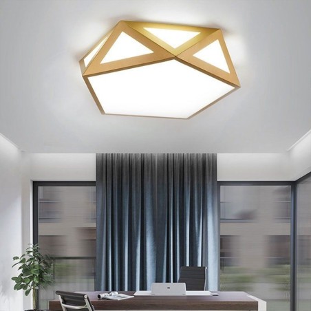 Plafoniera LED da soffitto geometrica dorata in acrilico a filo