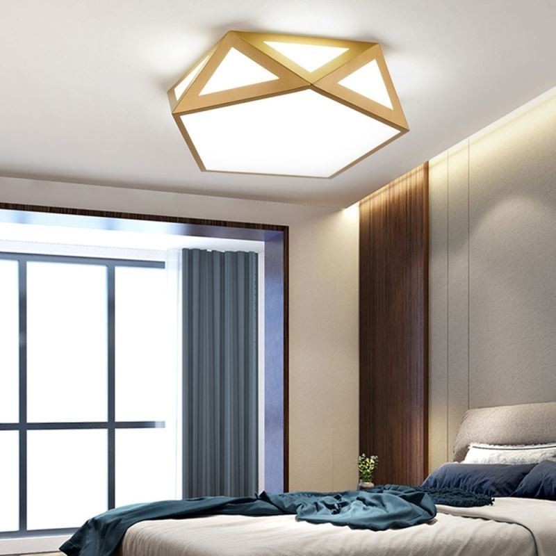 Plafoniera LED da soffitto geometrica dorata in acrilico a filo