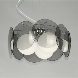 Lampadario mini moderno in vetro grigio fumo, 1 luce, E26/E27