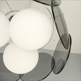 Lampadario mini moderno in vetro grigio fumo, 1 luce, E26/E27