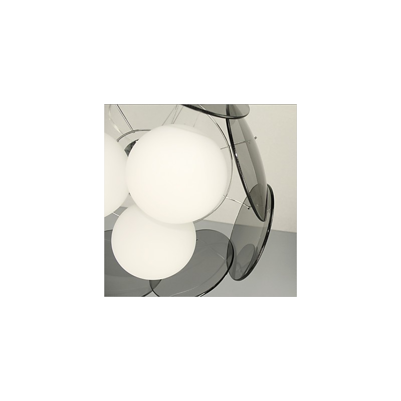 Lampadario mini moderno in vetro grigio fumo, 1 luce, E26/E27