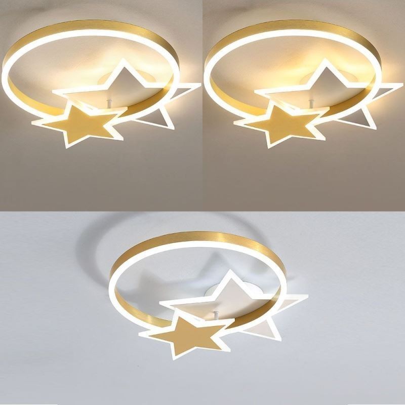 Plafoniera a filo LED a stella in acrilico, doppia stella, 50 x 6 cm