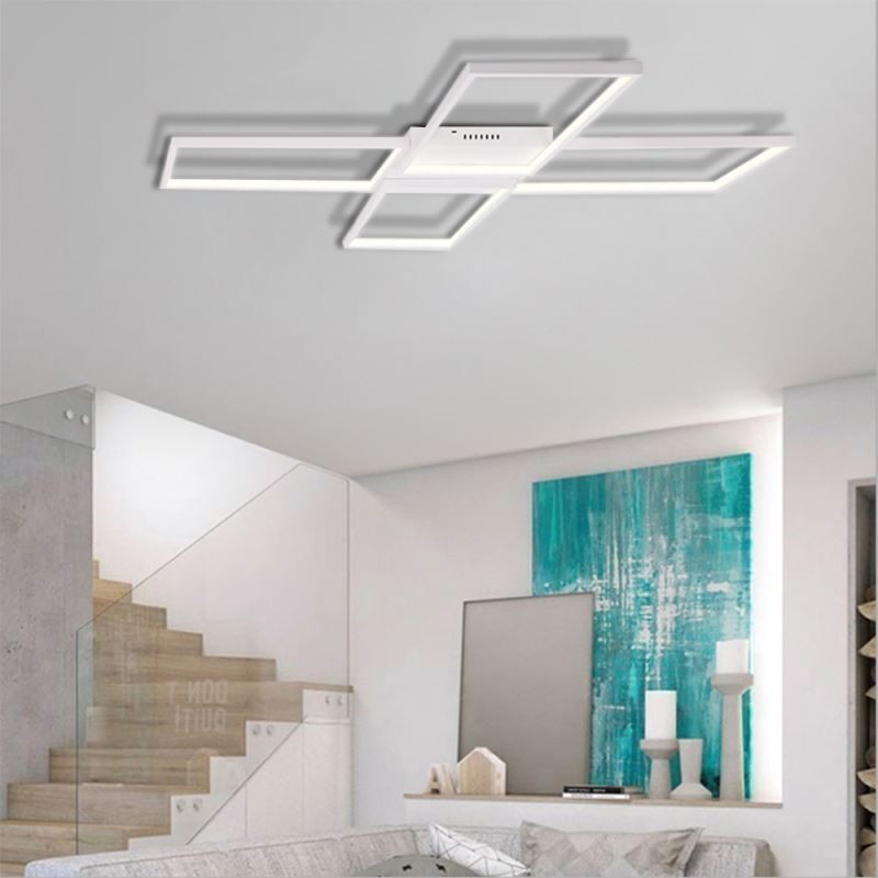 Plafoniera LED minimalista a X in acrilico da incasso