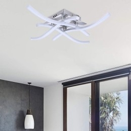 Plafoniera LED a filo moderna semplice a onda in acrilico 4 luci 24 W 48 x 10 cm
