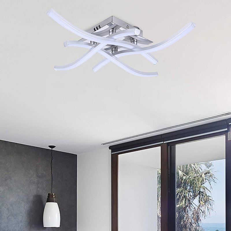 Plafoniera LED a filo moderna semplice a onda in acrilico 4 luci 24 W 48 x 10 cm