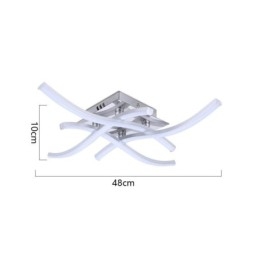Plafoniera LED a filo moderna semplice a onda in acrilico 4 luci 24 W 48 x 10 cm