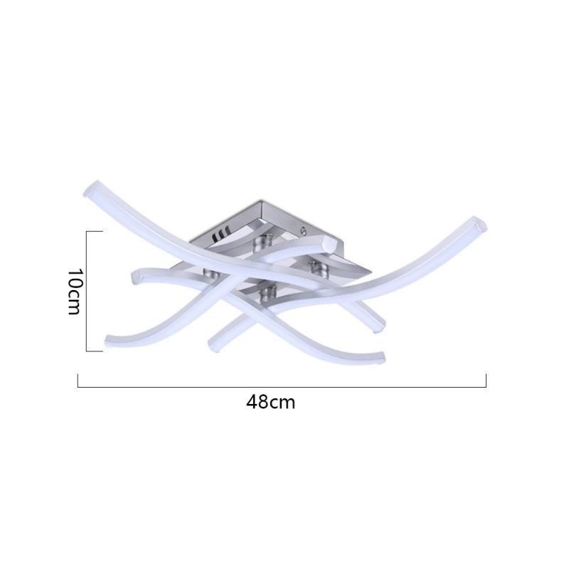 Plafoniera LED a filo moderna semplice a onda in acrilico 4 luci 24 W 48 x 10 cm