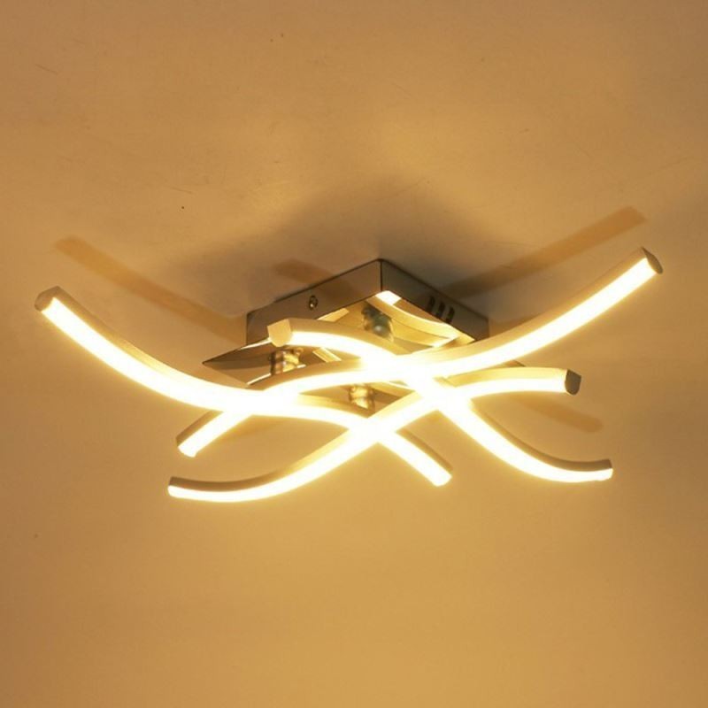 Plafoniera LED a filo moderna semplice a onda in acrilico 4 luci 24 W 48 x 10 cm