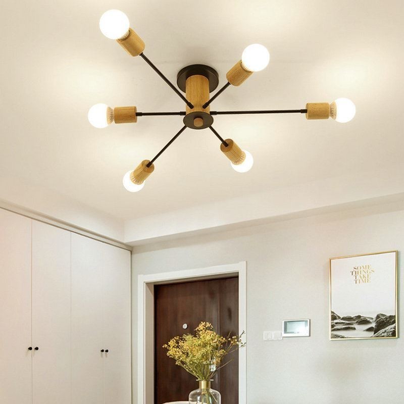 Lampadario moderno a montaggio a filo con rami in legno Magic Beans