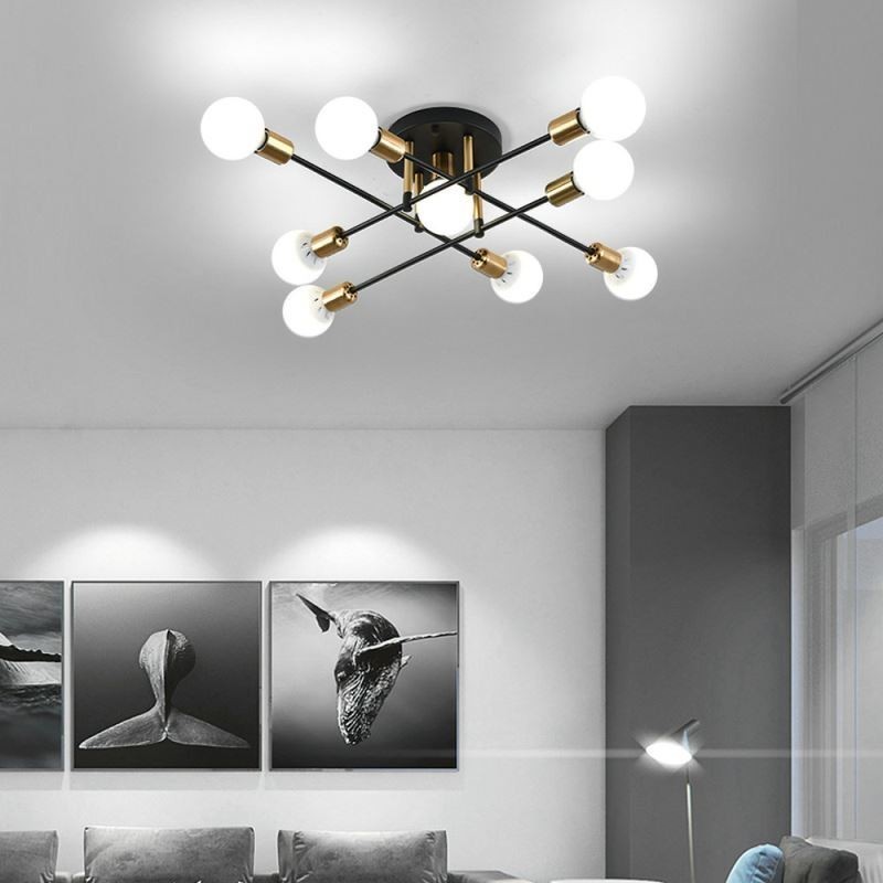 Plafoniera a filo moderna Magic Beans a croce in ferro E26/E27 2/5/7/9 luci