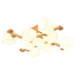 Plafoniera a filo nordica in legno massello e vetro, 4/5/8/9 luci, E26/E27