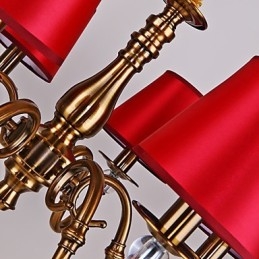 Lampadario moderno contemporaneo in metallo e tessuto giallo e rosso