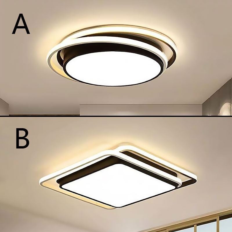 Plafoniera LED moderna a filo con cornice quadrata geometrica
