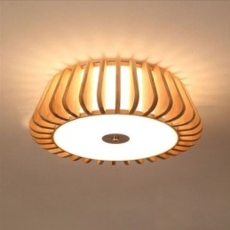 Plafoniera da soffitto rotonda in bambù, montaggio a filo, stile nordico, 3 luci