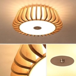 Plafoniera da soffitto rotonda in bambù, montaggio a filo, stile nordico, 3 luci