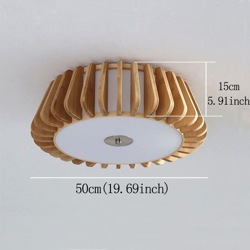 Plafoniera da soffitto rotonda in bambù, montaggio a filo, stile nordico, 3 luci