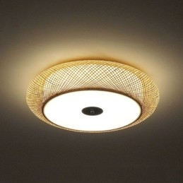 Plafoniera a filo moderna in bambù intrecciato, 3 luci, E26/E27