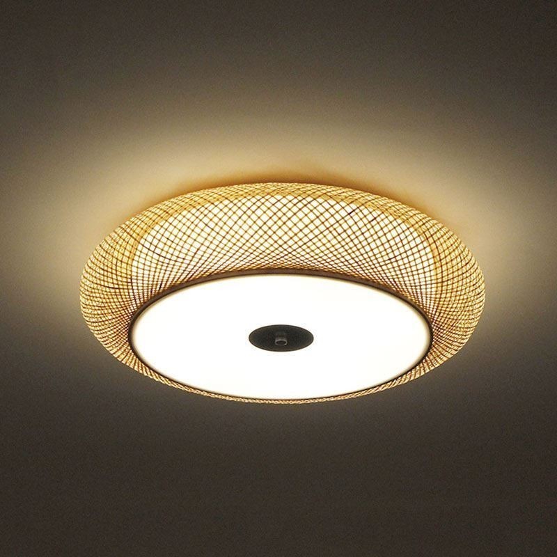 Plafoniera a filo moderna in bambù intrecciato, 3 luci, E26/E27