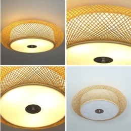 Plafoniera a filo moderna in bambù intrecciato, 3 luci, E26/E27