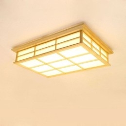 Plafoniera giapponese cubica in legno massello