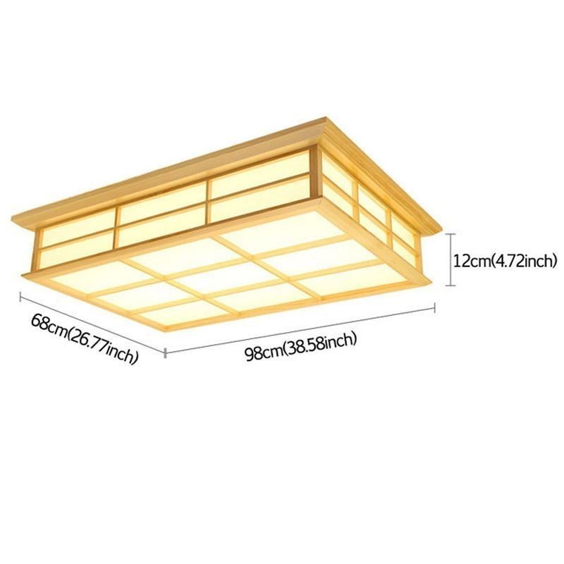 Plafoniera giapponese cubica in legno massello
