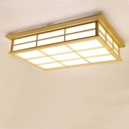 Plafoniera giapponese cubica in legno massello