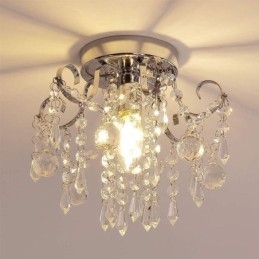 Plafoniera a filo moderna minimalista in cristallo, 1 luce, E12/E14, 24x24x22 cm