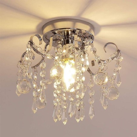 Plafoniera a filo moderna minimalista in cristallo, 1 luce, E12/E14, 24x24x22 cm