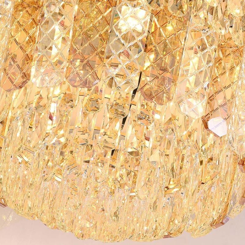 Plafoniera a filo in cristallo oro con coda di fenice, 16 luci, E12/E14, 80×80×40 cm