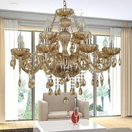 Lampadario moderno contemporaneo in cristallo a 2 livelli