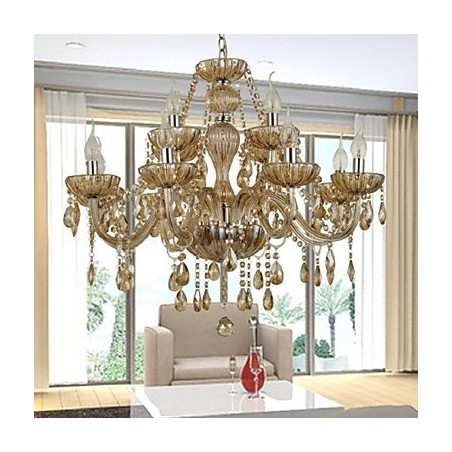 Lampadario moderno contemporaneo in cristallo a 2 livelli