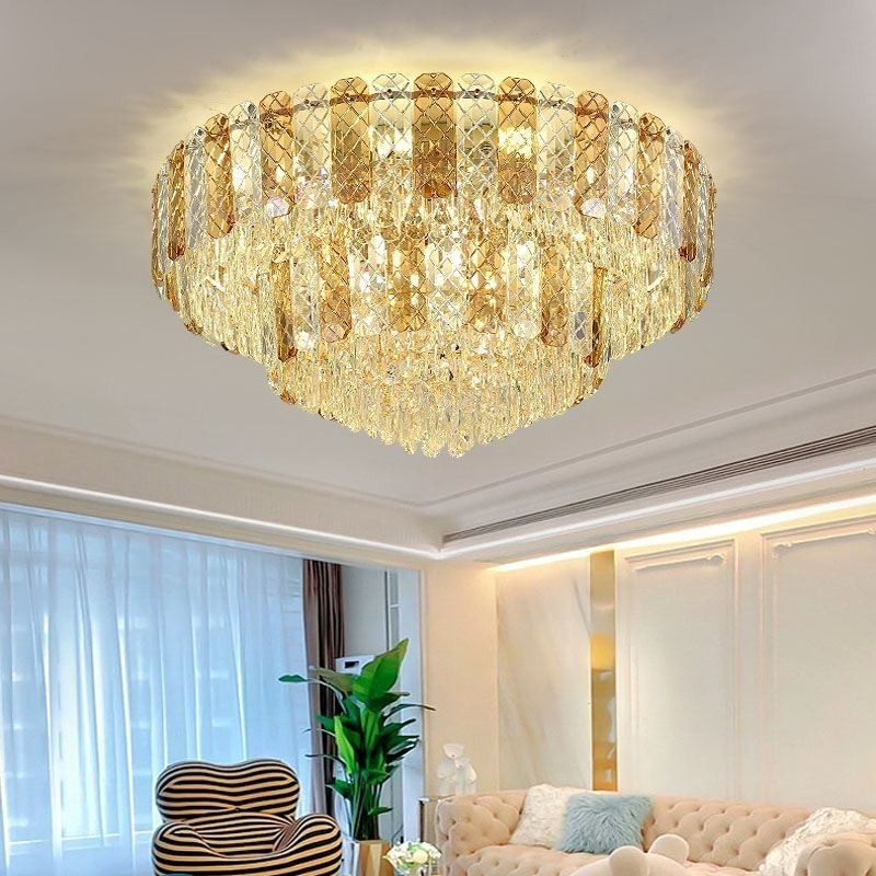 Plafoniera da soffitto rotonda a doppio strato in cristallo 80 cm