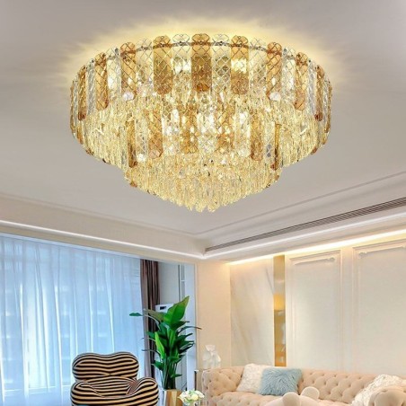 Plafoniera da soffitto rotonda a doppio strato in cristallo 80 cm
