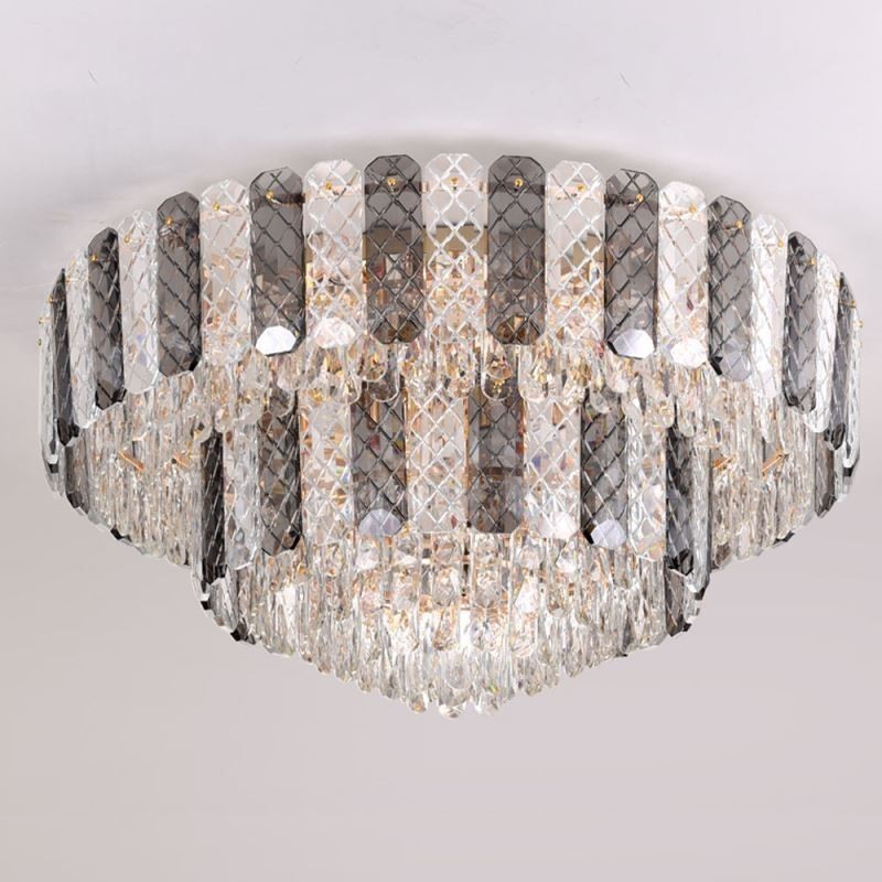 Plafoniera da soffitto rotonda a doppio strato in cristallo 80 cm