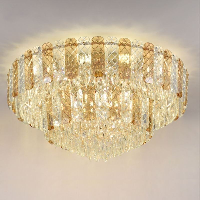 Plafoniera da soffitto rotonda a doppio strato in cristallo 80 cm